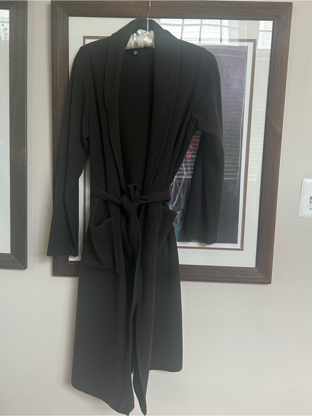 Stunning, Eileen Fisher, Dark Olive, Long Belted Open-Front Coatigan